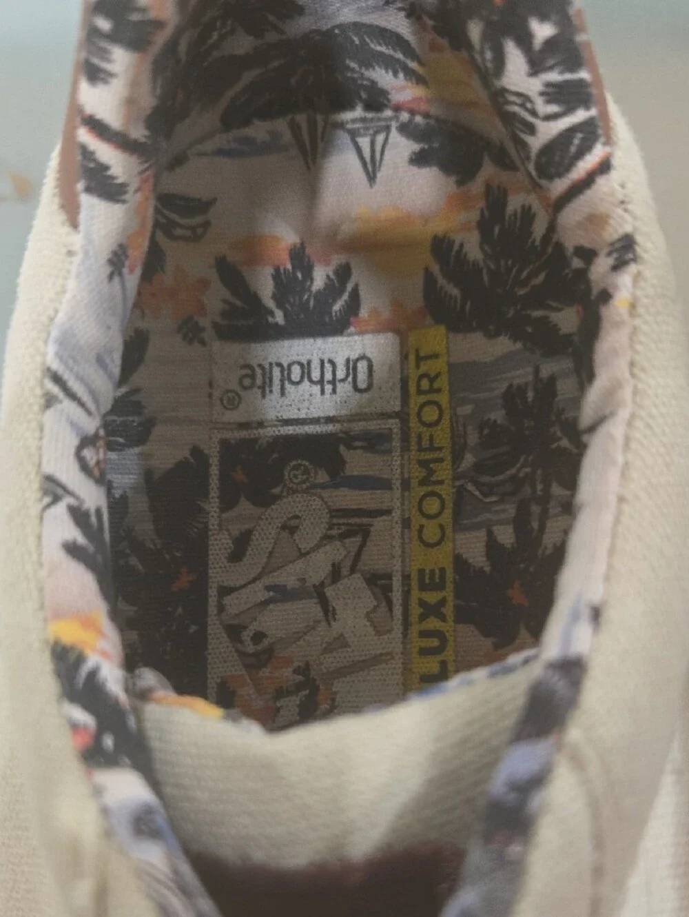 Vans Cream Canvas Slip-On with Floral Liner